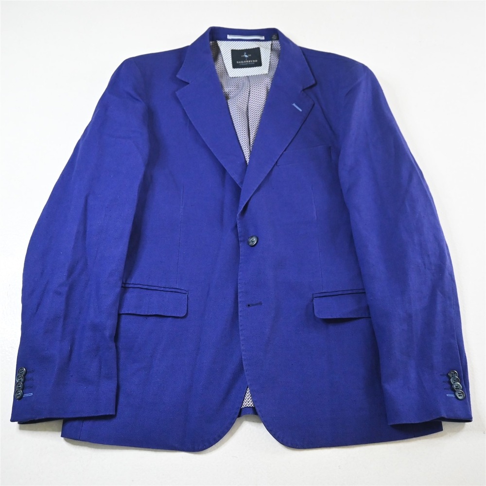 Tailorbyrd 42R Blue Purple Linen Cotton Mens Blazer Suit Jacket Sport Coat